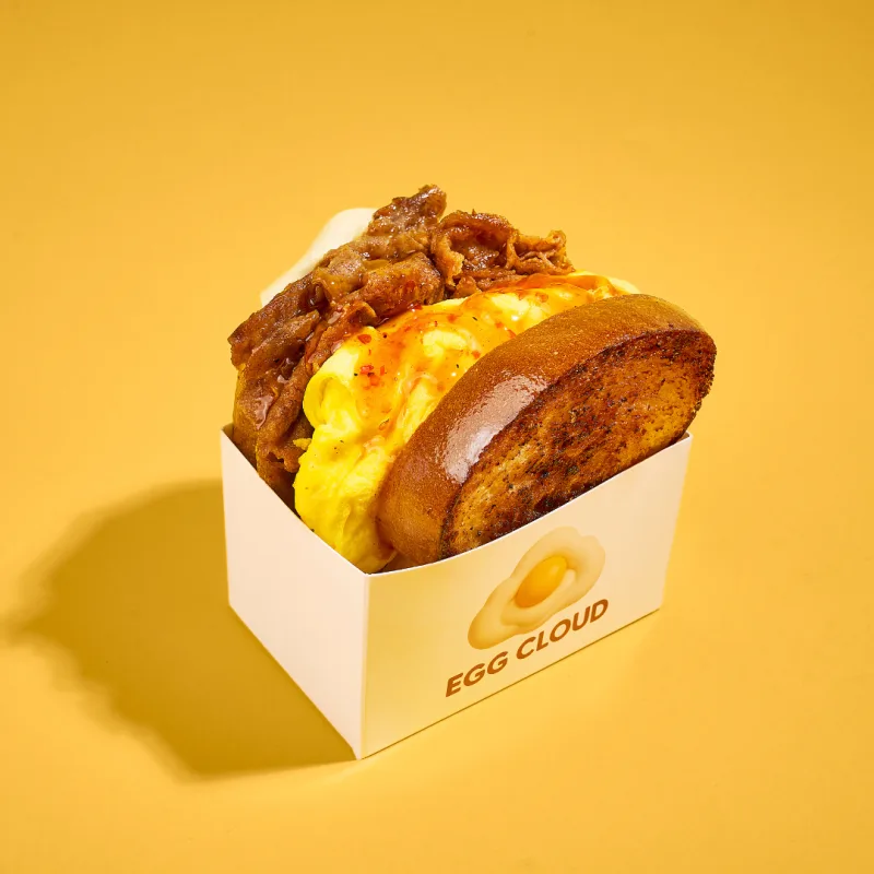 The Bulgogi Cloud egg sandwich with beef bulgogi